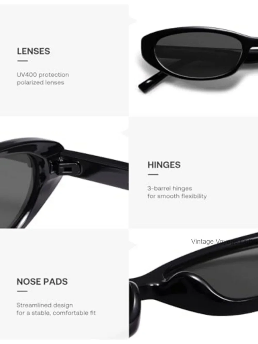 Y2K Cat Eye Polarized Sunglasses UV400 Lightweight Oval Retro Sunnies Unisex
